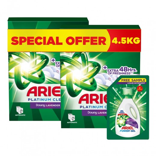 Ariel Automatic Downy Lavender Laundry Powder 2 x 2.25 Kg + Ariel Lavender Freshness Power Gel 300 ml