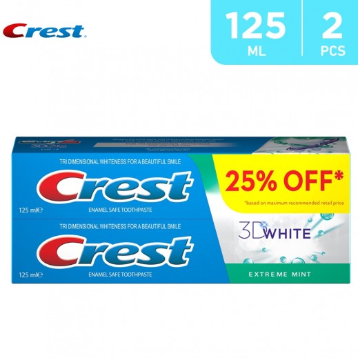 Crest 3D White Fresh Mint Toothpaste - 2 x 125 ml  - delivered by Taw9eel Fast