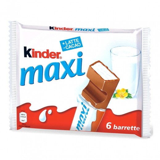 Kinder Maxi Chocolate Bar with Milky Filling 6 x 21 g
