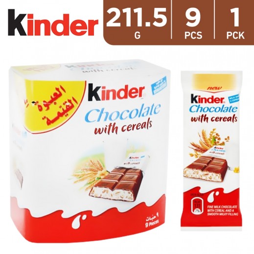 Kinder Chocolate with Cereals Multi Pack 9 Bars 211.5 g - delivered by Taw9eel Fast