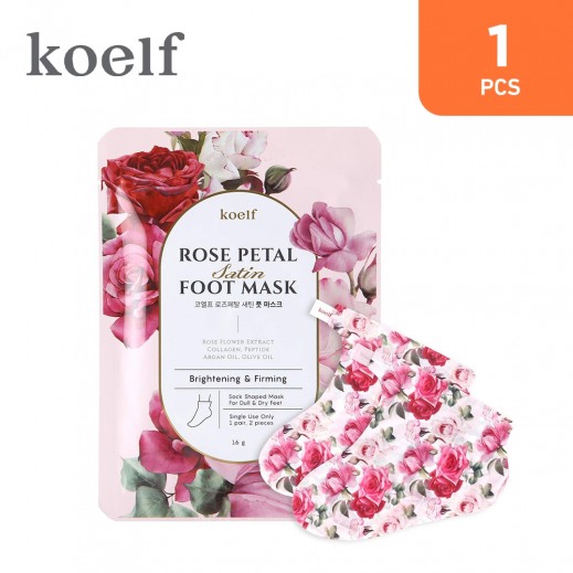 Koelf Rose Petal Satin Collagen Argan & Peptide Foot Mask 16g 1 Pair