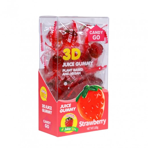 Candy Go Plant Based & Vegan 3D Juice Gummy Strawberry 100 g