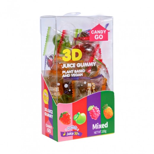 Candy Go Plant Based & Vegan 3D Juice Gummy Mixed Fruits 100 g