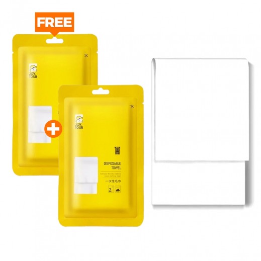 JoyTour 2 Pieces Disposable Towel 30X70 cm - 1+1 Free - delivered by Taw9eel Fast