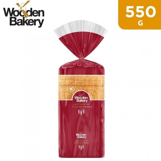 Wooden Bakery Slice Bread White 550 g - delivered by Taw9eel Fast
