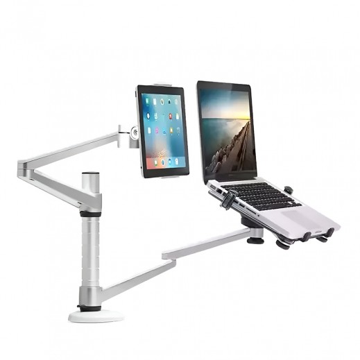 Gamvity Multi-Functional Laptop & Tablet Dual Arm Mount Holder Stand -Silver - delivered by Taw9eel within 2 Business Days