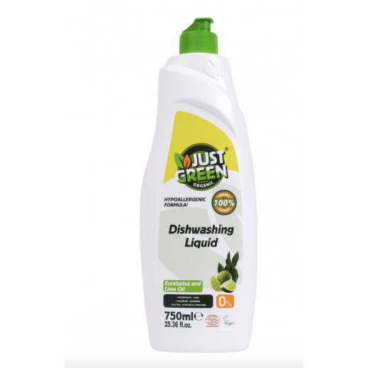 Just Green Organic Eucalyptus and Lime Oil Dishwashing Liquid 750ml