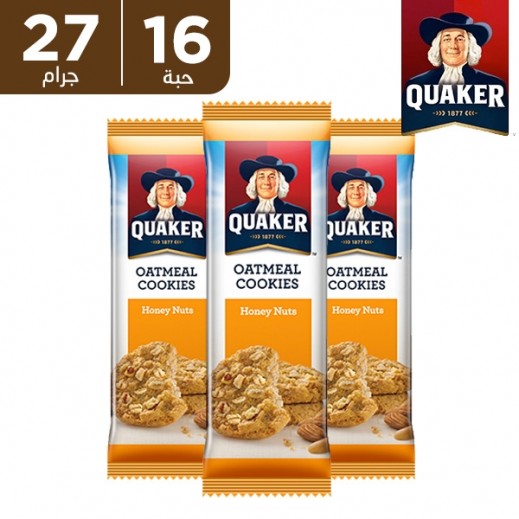 Buy Quaker Oat Cookies Honey & Nuts 16 x 27 g توصيل