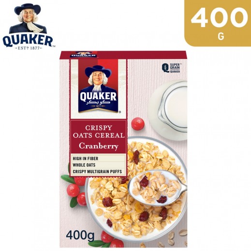 Quaker Cranberry Crispy Oat Cereal 400 g - delivered by Taw9eel Fast