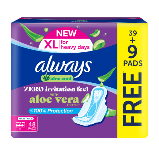 Always Aloe Cool Thick Pads XL 48 Piece