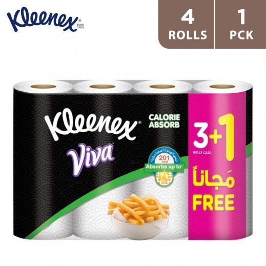 Kleenex Calorie Absorb Towel 3 Ply (3 + 1 Roll Free) - delivered by Taw9eel Fast