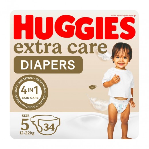 Huggies Extra Care Size 5 Diapers 12-22 kg 34 Pcs