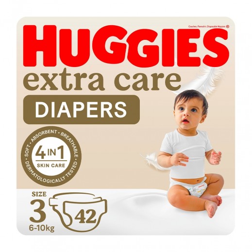 Huggies Extra Care Size 3 Diapers 6-10 kg 42 Pcs - delivered by Taw9eel Fast
