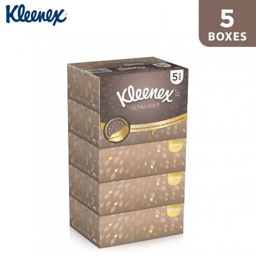 Kleenex Ultra Soft Facial Tissue 96 x 3 ply 5 Boxes - delivered by Taw9eel Fast