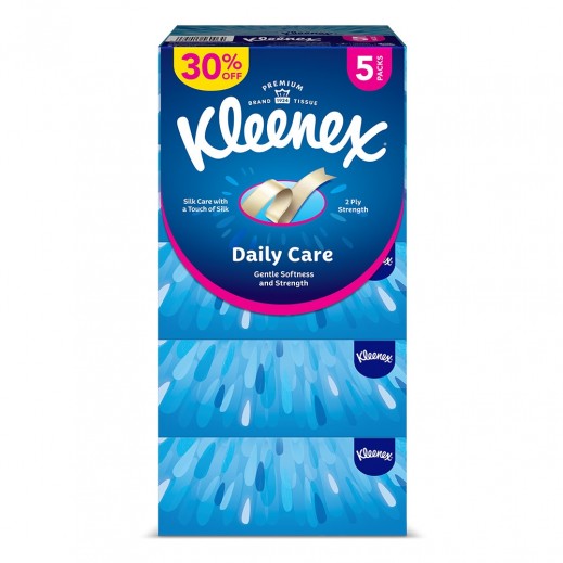 Kleenex Daily Care Premium 2 Ply Facial Tissues 170 Sheets 5 Boxes - delivered by Taw9eel Fast