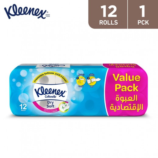 Kleenex Toilet Paper Dry Soft Flat Value Pack - 12 Roll - delivered by Taw9eel Fast