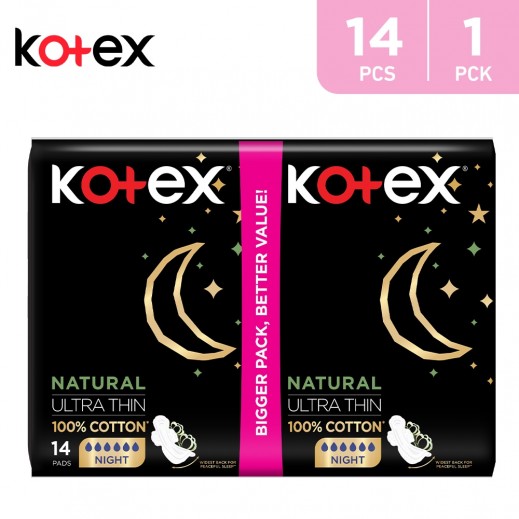 Kotex Natural Ultra Thin Night Pads with Wings 14 Pades