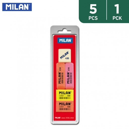 Milan Blister 5 Erasers - delivered by Taw9eel Fast