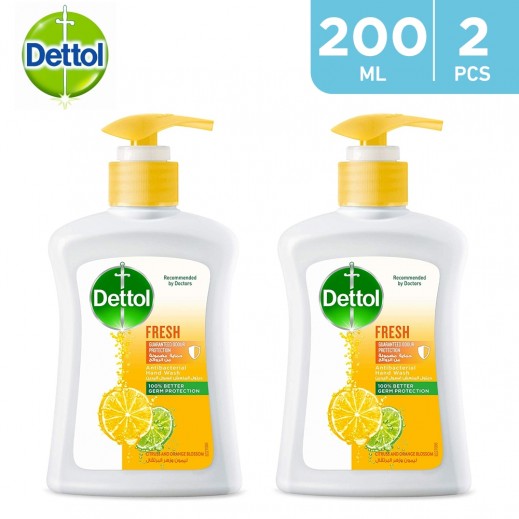Dettol Fresh Citrus & Orange Blossom Antibacterial Hand Wash 2 x 200 ml - delivered by Taw9eel Fast