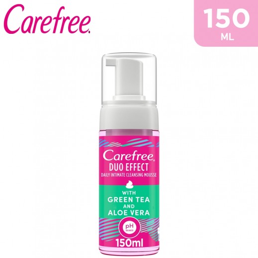 Carefree Green Tea And Aloe Vera Daily Intimate Mousse 150 ml - delivered by Taw9eel Fast