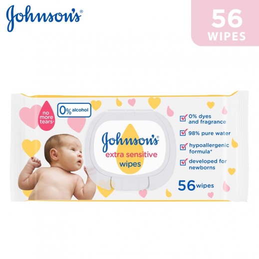 Johnson’s Baby Extra Sensitive Wipes 56 Pieces - delivered by Taw9eel Fast