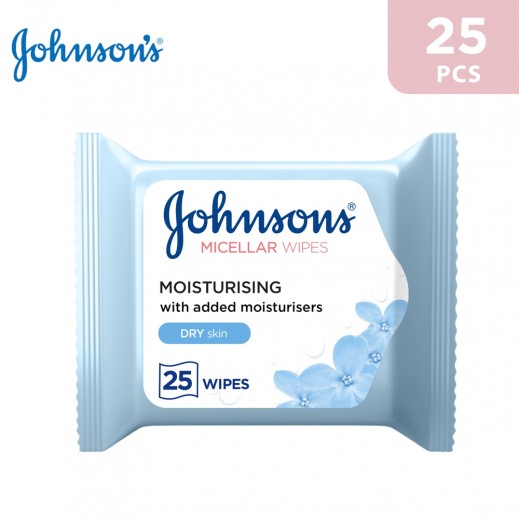 Johnson's Cleansing Face Micellar Wipes Moisturising Dry Skin 25 wipes