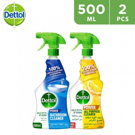 Dettol Power Bathroom Cleaner 500 + Lemon All Purpose Cleaner 500 ml - delivered by Taw9eel Fast