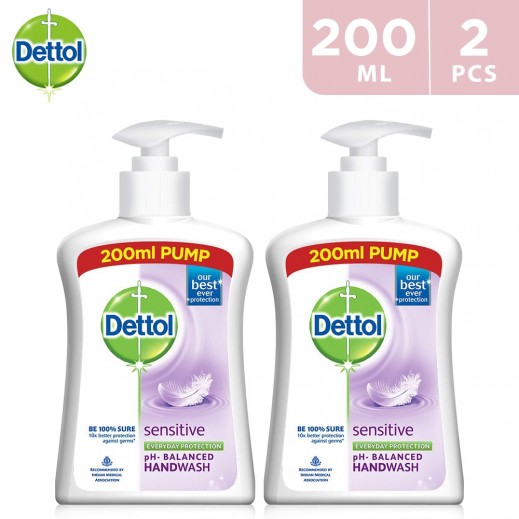 Dettol Sensitive Antibacterial Hand Wash 2 x 200 ml - delivered by Taw9eel Fast