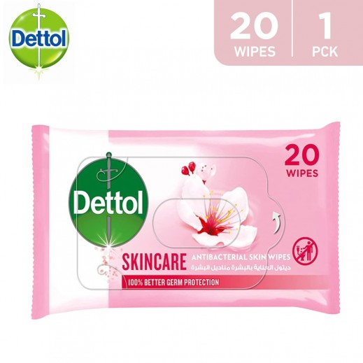 Dettol Skincare Alcohol-Free Antibacterial Skin Wipes 20 Wipes - delivered by Taw9eel Fast