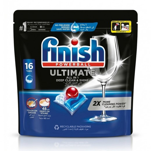 Finish Regular Powerball Ultimate Clean & Shine Dishwasher Detergent 16 Tablets