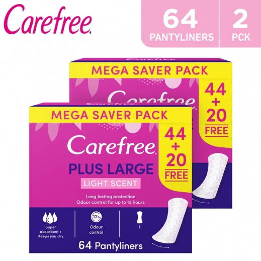 Carefree Plus Large Pantyliners 64 Pieces Twin Pack - delivered by Taw9eel Fast
