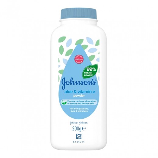 Johnson's Aloe & Vitamin E Baby Powder 200 g - delivered by Taw9eel Fast