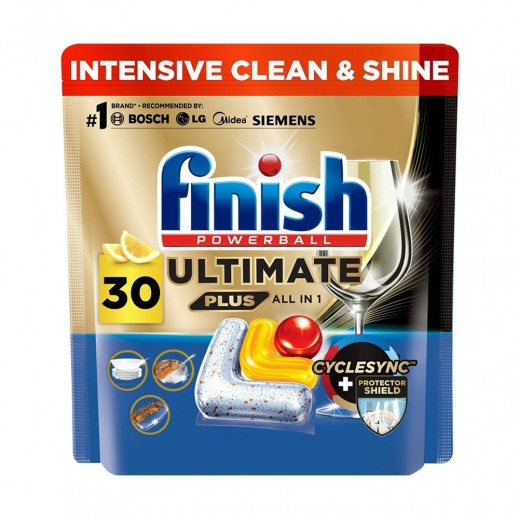 Finish Ultimate Plus Lemon Dishwashing Detergent Tablets 30 Tablets