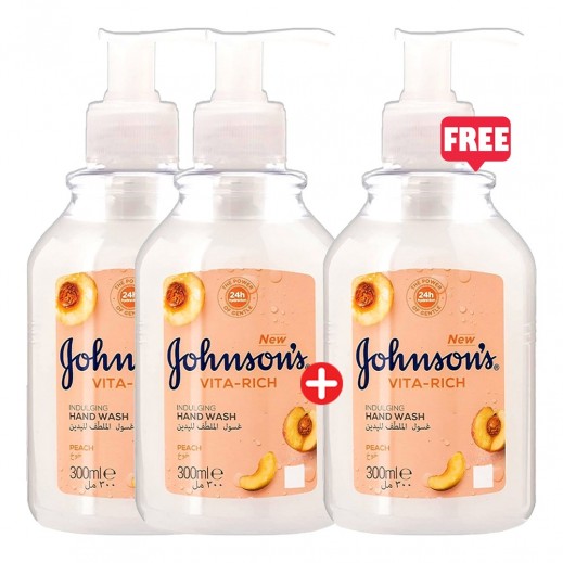 Johnson's Vita-Rich Peach Indulging Hand Wash 300 ml 2 + 1 Free