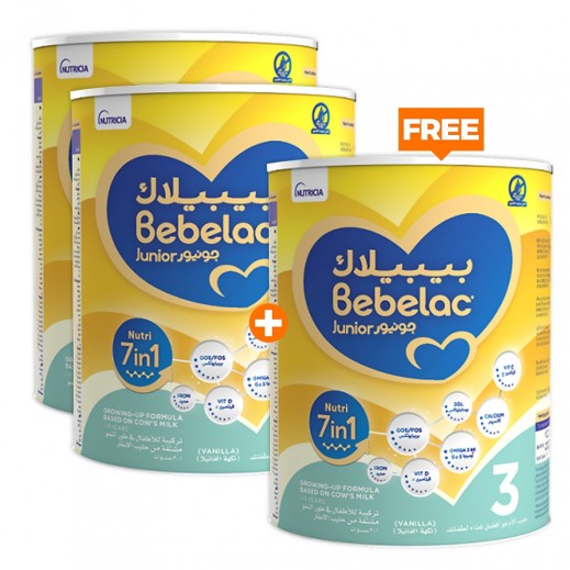 Bebelac Vanilla Growing Up Formula Stage 3 From 1 to 3 Years - 400g 2 + 1 Free