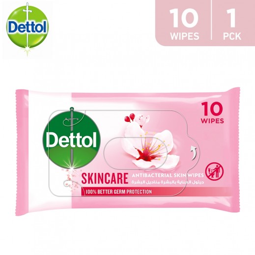 Dettol Skincare Alcohol-Free Anti-Bacterial Wipes 10 Wipes - delivered by Taw9eel Fast