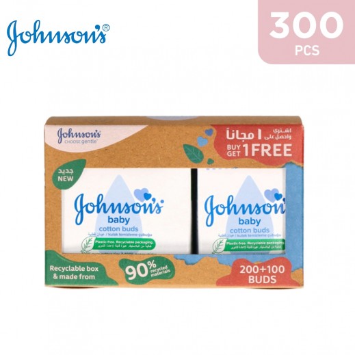 JOHNSON’S Cotton Buds 200 + 100 Pieces Free - delivered by Taw9eel Fast