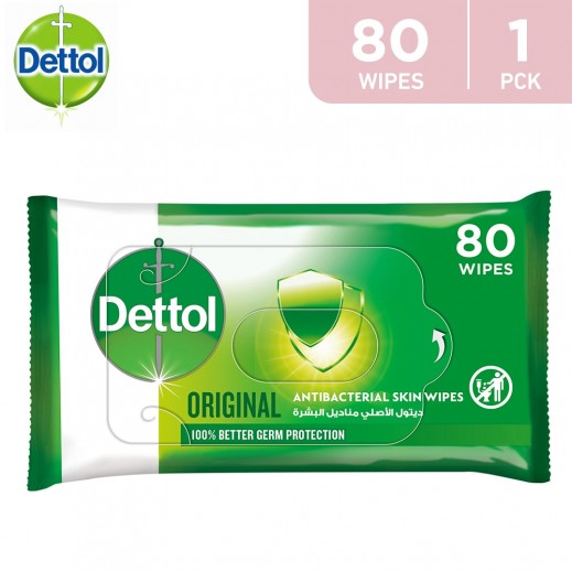 Dettol Original Alcohol-Free Anti-Bacterial Skin Wipes 80 Wipes - delivered by Taw9eel Fast