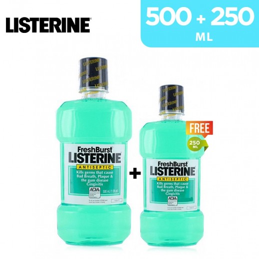 Listerine Freshburst Mouthwash 500 ml + 250 ml Free - delivered by Taw9eel Fast