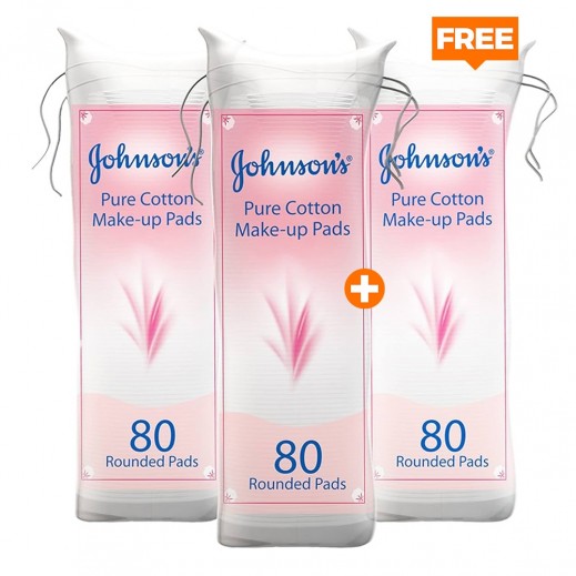 Johnson’s Cotton Make Up Pads - 80 Pieces (2 + 1 Free)