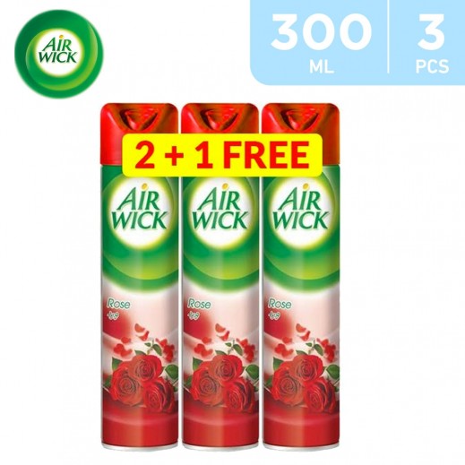 Air Wick Aerosol Air Freshener Rose 300 ml (2+1 Free) - delivered by Taw9eel Fast