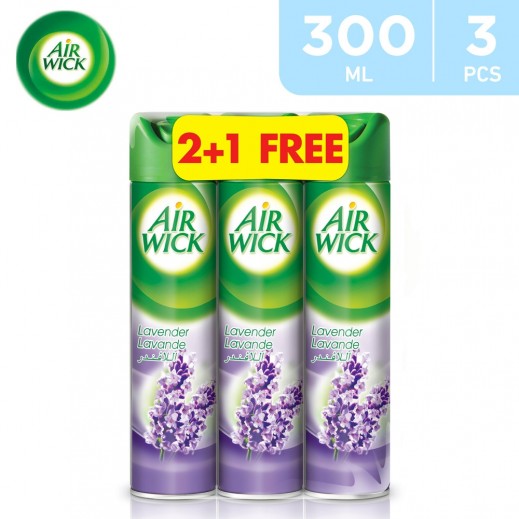 Air Wick Aerosol Air Freshener Lavender 300 ml (2+1 Free) - delivered by Taw9eel Fast