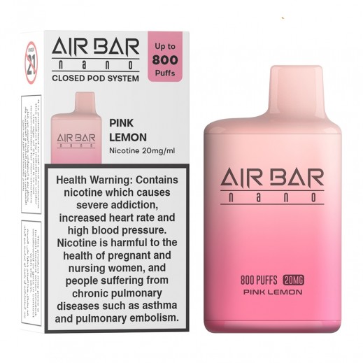 Air Bar Nano Pink Lemon Disposable Vape 20 Mg - delivered by Taw9eel Fast