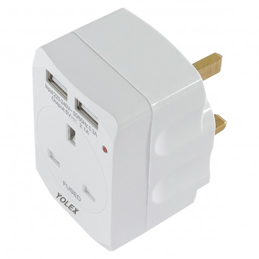 Yolex  3 Way Extension Socket With 2 USB Ports