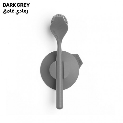 Brabantia Dish Brush with Suction Cup Holder - Dark Grey 