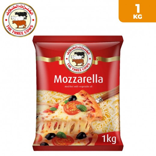 The Three Cows Shredded Mozzarella Cheese 1 kg - delivered by Taw9eel Fast