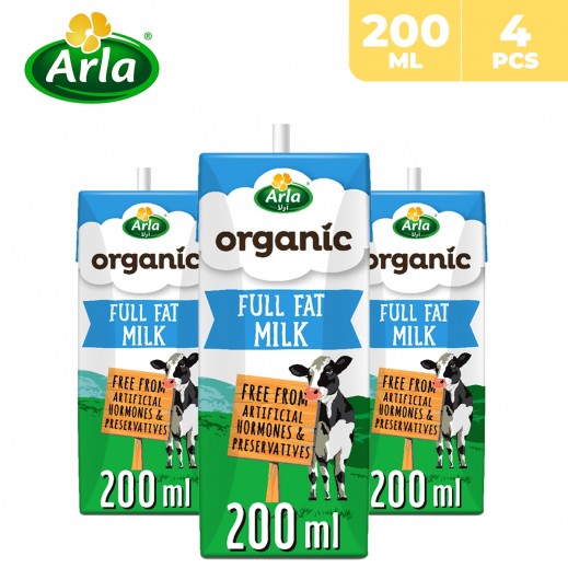 Arla Organic Full Fat Milk UHT 4 x 200 ml