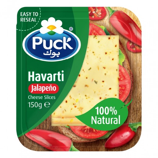 Puck Natural Havarti Jalapeno Cheese Slices 150 g - delivered by Taw9eel Fast