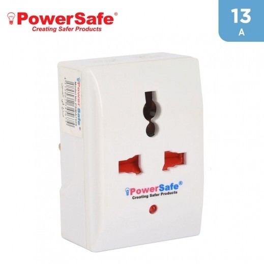 PowerSafe 13A Travel Adaptor with One Universal and 2 x 2 Pin Sockets - delivered by Taw9eel Fast