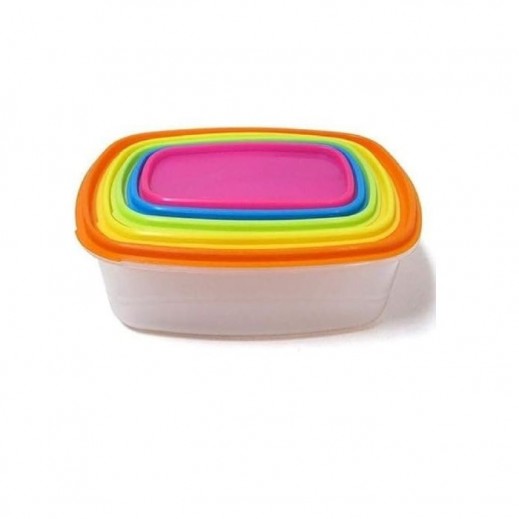 Set of 5 Pieces Rectangular Plastic Food Storage Container With Lids